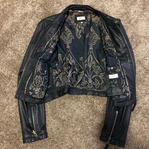 June cropped leather jacket with silk lining